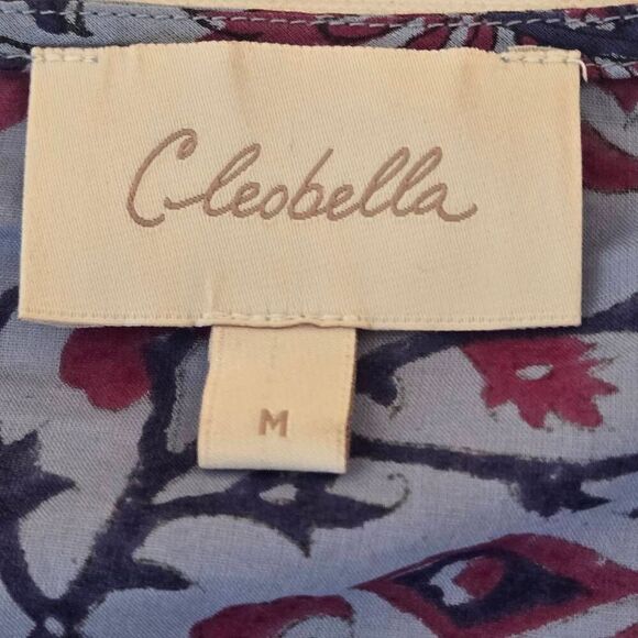 Cleobella Womens Cade Blue Wine Boho Style Delhi Print Tie Belt Ruffle Dress Siz - Picture 3 of 12